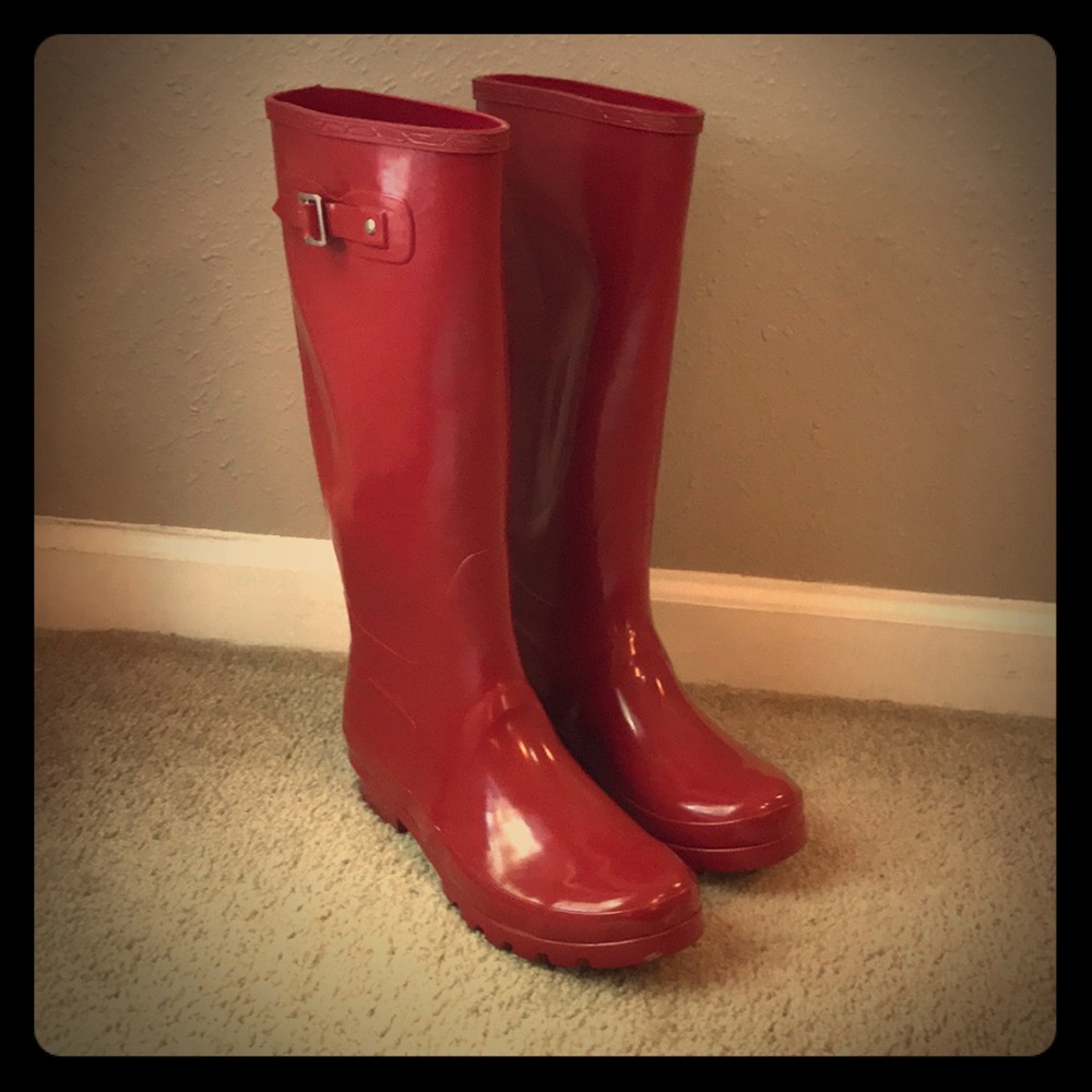 👒💐🌧☔️ Red Rain Boots☔️🌧💐👒 NWOB